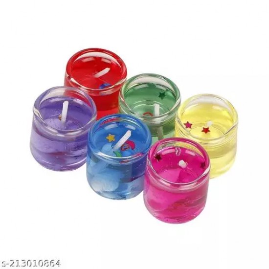 #Kakkumal Govindram Home Decor Luxury Small Multicolour Smokeless Decorated Mini Cute Little Glass Jelly Gel Candles for Home Decor Diwali Decoration,Spa,Birthdays Party,Festivals (Pack of 12)